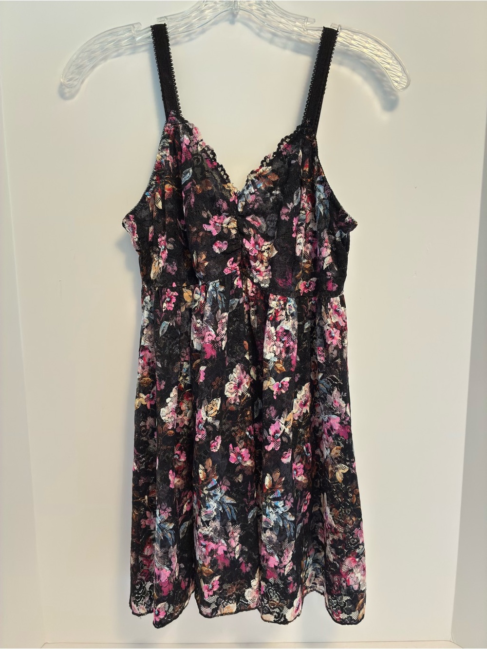 Torrid Curves Floral Lace Babydoll Lingerie Chemise Black Plus Size 0